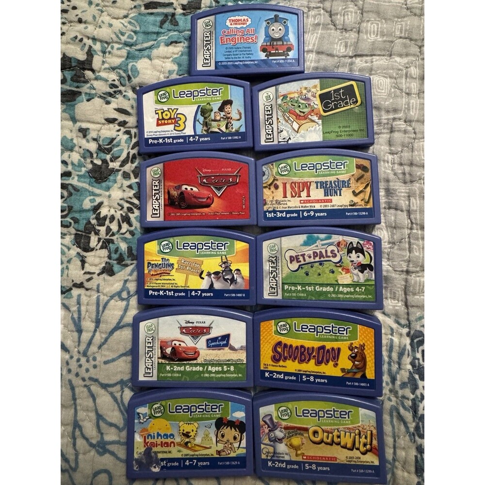 Leap Frog Leapster Games Scholastic Pixar Disney NickJr Lot Of 11 Cartridges VTG